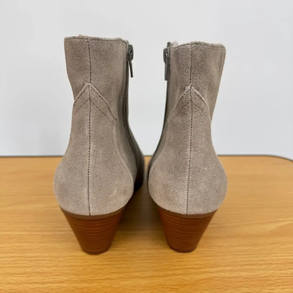 Nine West Tristan boots women's 8.5 ankle western tan suede leather block heel